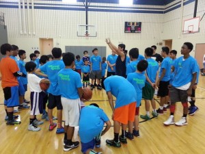 Campers praying to receive Jesus as their Savior.