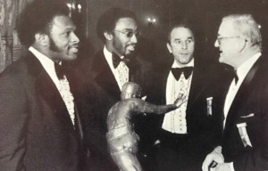 Heisman Trophy night with (left to right) Griffin, Johnny Rogers, Vic Janowicz and Clinton Frank