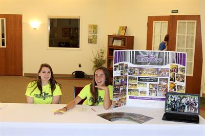 Sydney and Taylor at registration table Sydney and Taylor at registration table