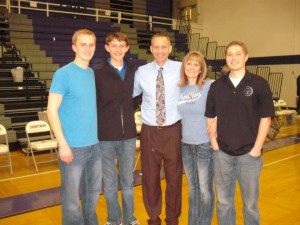 Papillion La Vista South High School basketball coach Joel Hueser and his family.