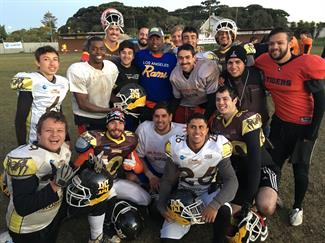 Southeast Coastal pic - Dexter Davis and American FB players in Brazil
